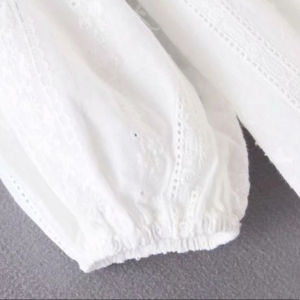 Boho Crochet Eyelet Button Up Gypsy Dress white - Picture 13 of 16